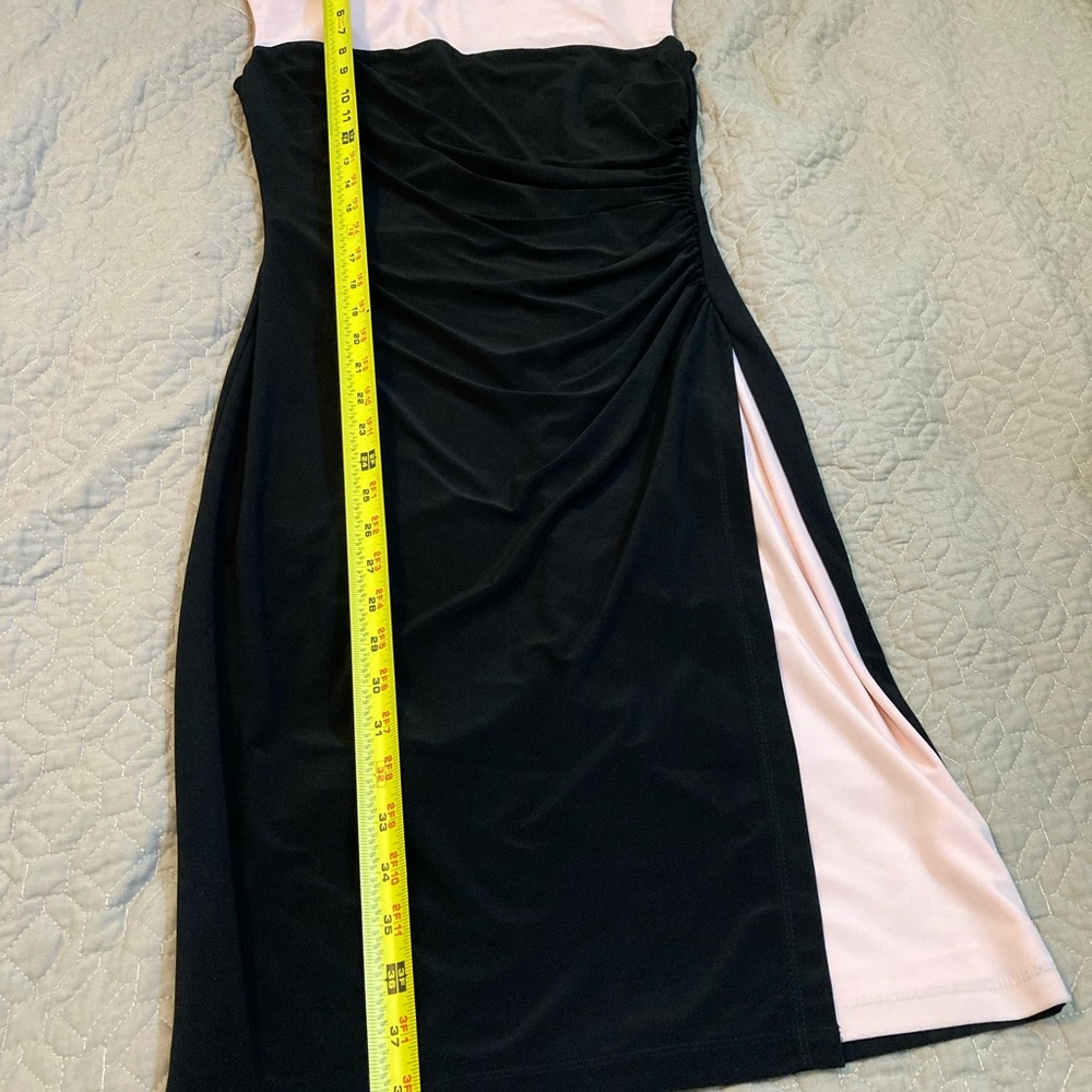 Chaps Black and Pink Midi Dress Sleeveless